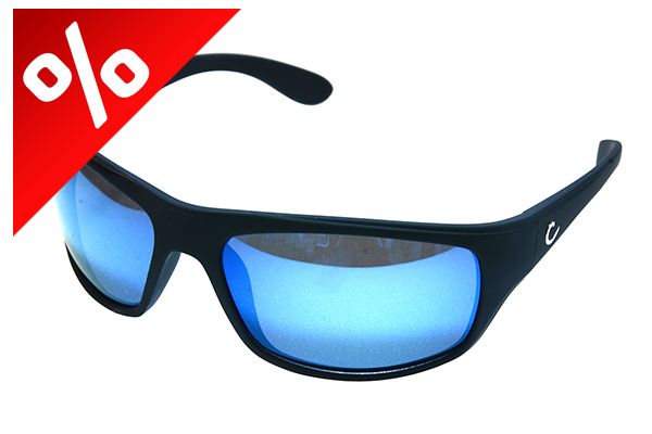 MUSTAD HP POLARIZED SUNGLASSES - BLACK FRAME, SMOKE LENS WITH BLUE REVO