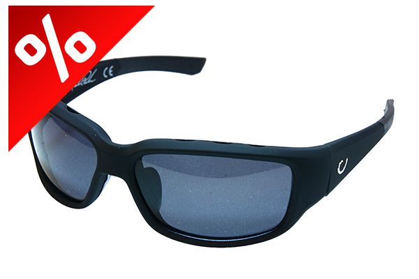 MUSTAD HP POLARIZED SUNGLASSES - BLACK VENTED FRAME, SMOKE LENS