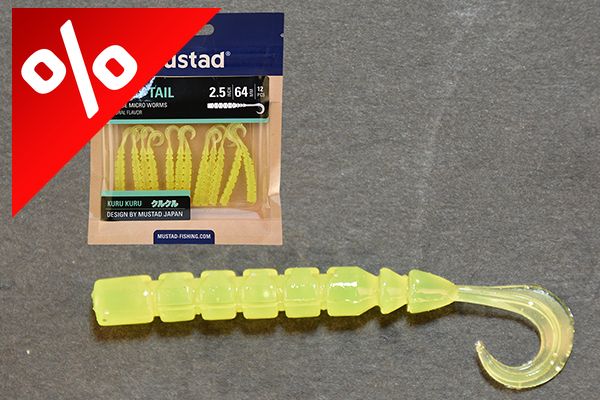 MUSTAD AJI CURLY TAIL 2.5   CLEAR CHARTREUSE 12DB/CSOMAG