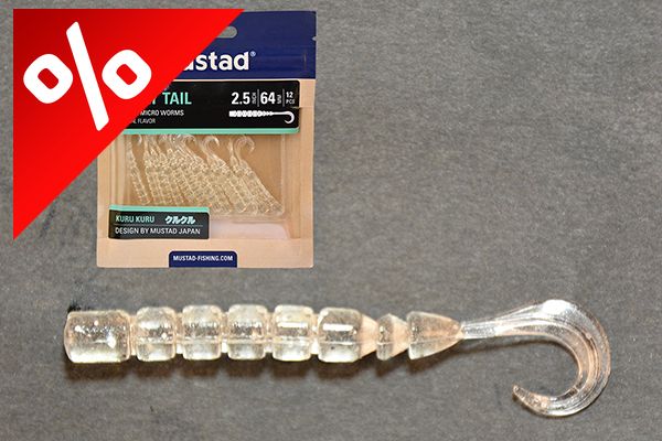 MUSTAD AJI CURLY TAIL 2.5   CLEAR LUMINOUS SILVER GLITTER 12DB/CSOMAG