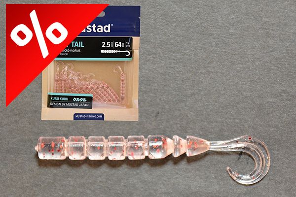 MUSTAD AJI CURLY TAIL 2.5   UV CLEAR RED GLITTER 12DB/CSOMAG