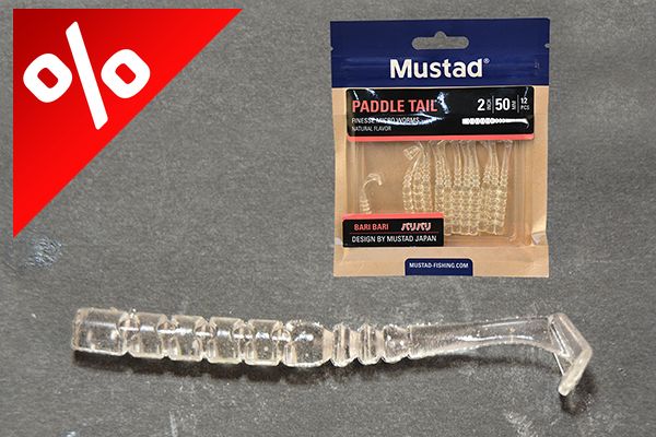 MUSTAD AJI PADDLE TAIL 2   CLEAR LUMINOUS SILVER GLITTER 12DB/CSOMAG