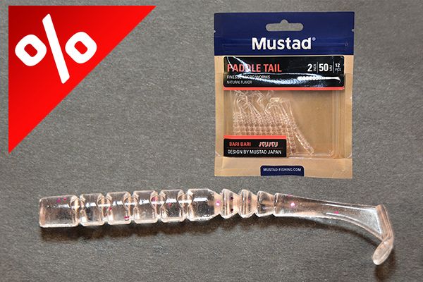 MUSTAD AJI PADDLE TAIL 2   CLEAR PURPLE GLITTER 12DB/CSOMAG