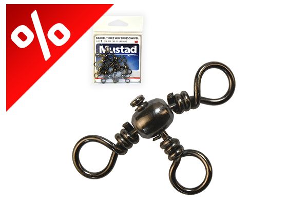 MUSTAD BARREL THREE WAY CROSS SWIVEL 1/0 6DB/CSOMAG