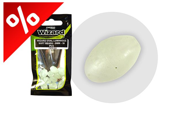 WIZARD HARCSÁZÓ OVÁLIS GUMIGYÖNGY FOSZFORESZKÁLÓ 6MM 10DB
