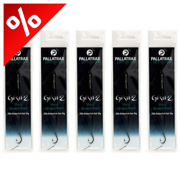 PALLATRAX GRIPZ STRAIGHT POINT HAIR RIGS SIZE 8 12LB BRAID