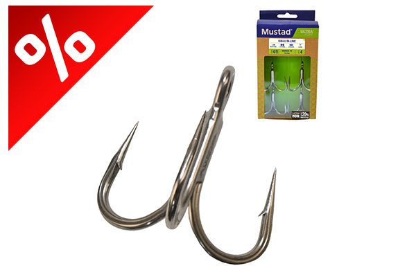 MUSTAD UN INLINE TREBLE - 5X STRONG TITAN STEEL 4/0 4DB/CS