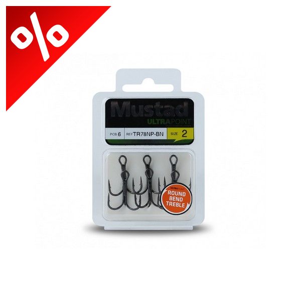 MUSTAD NP ROUND BEND TREBLE HOOK BARBLESS 1/0 5DB/CSOMAG