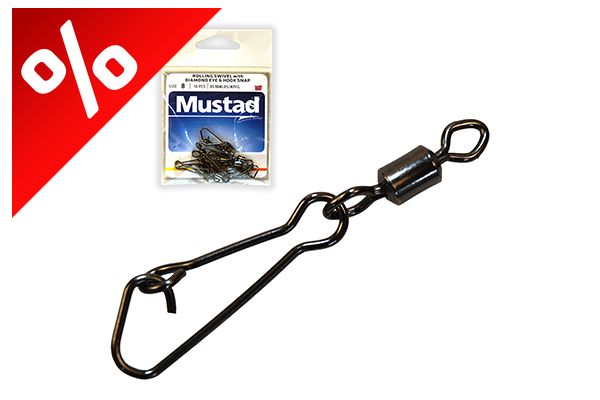 MUSTAD ROLLING SWIVEL W/DIAMOND EYE & J-SNAP 12 BLACK NICKEL 10DB/CSOMAG