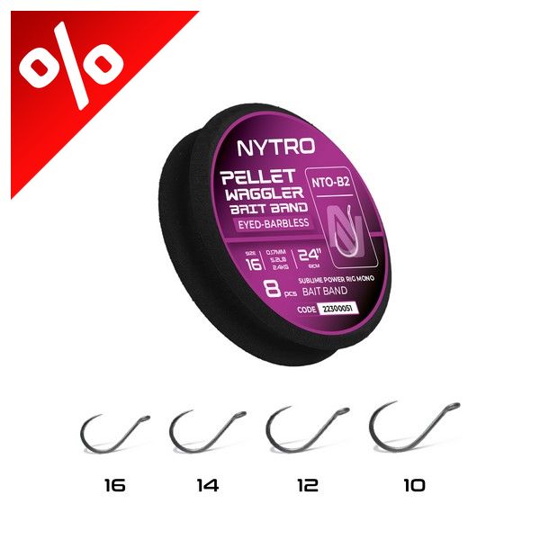 NYTRO NTO-B2 PELLET WAGGLER ELŐKÖTÖTT SZAKÁLL NÉLKÜLI CSALIGYŰRŰS ELŐKE 61 CM 10/0,23MM