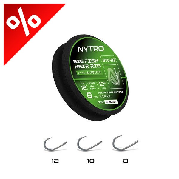 NYTRO NTO-B3 BIG FISH ELŐKÖTÖTT SZAKÁLL NÉLKÜLI HAJSZÁLELŐKÉS ELŐKE 25 CM 8/0,30MM