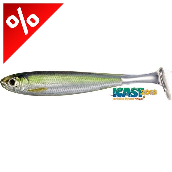 LIVETARGET SLOW-ROLL SHINER PADDLE TAIL SILVER/GREEN 100 MM