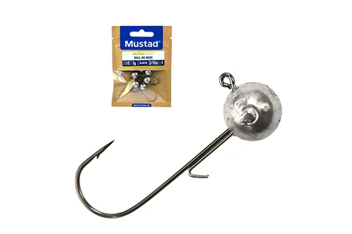 MUSTAD BALL JIG HEAD W/KEEPER 1/0 5G 6PCS LEAD