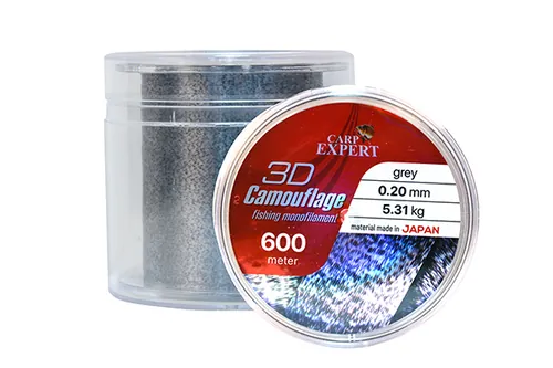 CARP EXPERT 3D CAMOUFLAGE GREY 0,20MM 600MGREY + BLACK 3D CAMOUFLAGE 5,31KG