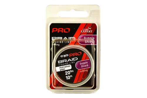 CARP EXPERT PRO SUPPLE SHIELD FONOTT BEVONATOS SÜLLYEDŐ ELŐKEZSINÓR 20LBS  CAMOU GREEN 10M