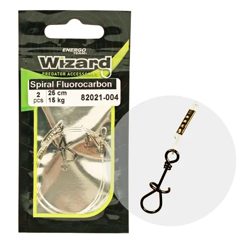 WIZARD SPIRÁL KAPOCS 3 FLUOROCARBON ELŐKE 11KG 25CM 2DB/CS