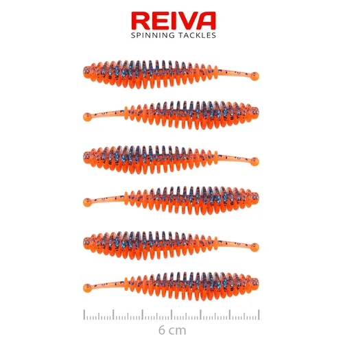 TINY WORM 6CM 6DB/CS (ORANGE DISCO)