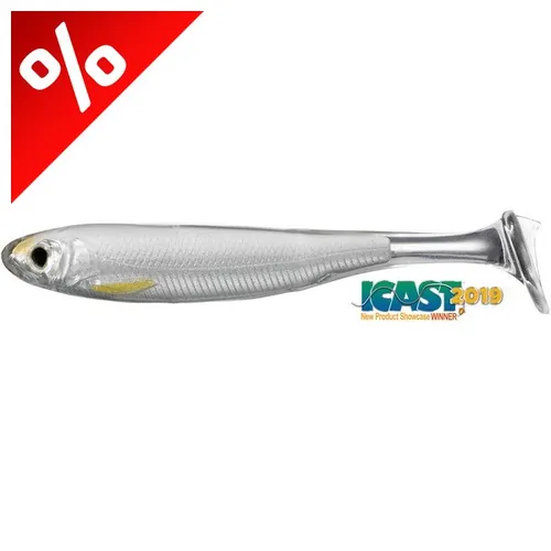 LIVETARGET SLOW-ROLL SHINER PADDLE TAIL SILVER/PEARL 100 MM