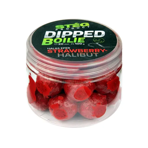STÉG DIPPED BOILIE 100G 20MM STRAWBERRY-HALIBUT