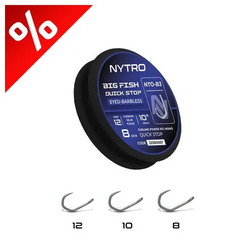 NYTRO NTO-B3 BIG FISH ELŐKÖTÖTT SZAKÁLL NÉLKÜLI QUICK-STOP ELŐKE 25 CM 8/0,30MM