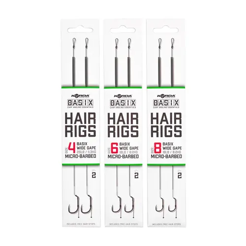 KORDA BASIX HAIR RIGS WIDE GAPE 6 18 LB