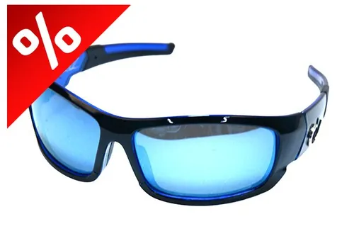 MUSTAD HP POLARIZED SUNGLASSES - BLACK FRAME, SMOKE LENS WITH BLUE REVO