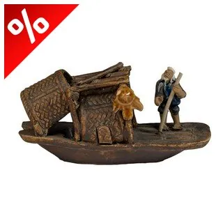 KERÁMIA FIGURA CSÓNAKOS ÁLLÓ HALÁSZ