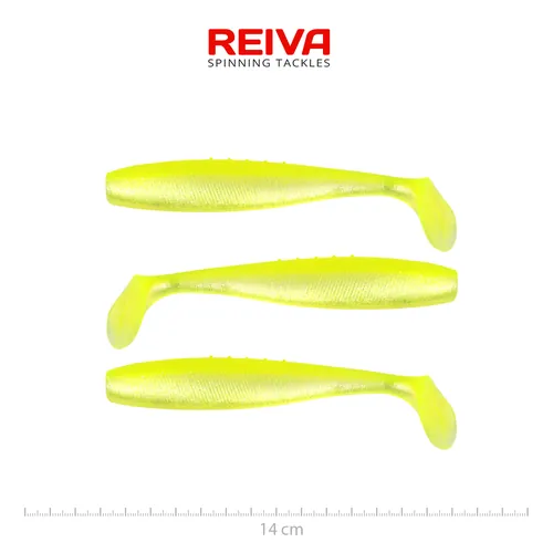 FLAT MINNOW SHAD 14CM 3DB/CS (FLASH LEMONADE)