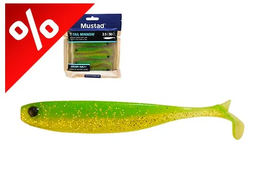 MUSTADMEZASHI Z-TAIL MINNOW 3.5"CHARTREUSE 6DB/CSOMAG