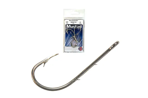 MUSTAD BEAK HOOKS, BAITHOLDER NICKEL 4/0 5DB/CSOMAG