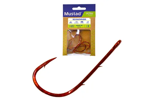 MUSTAD RED BAITHOLDER HOOK 4/0 6DB/CSOMAG