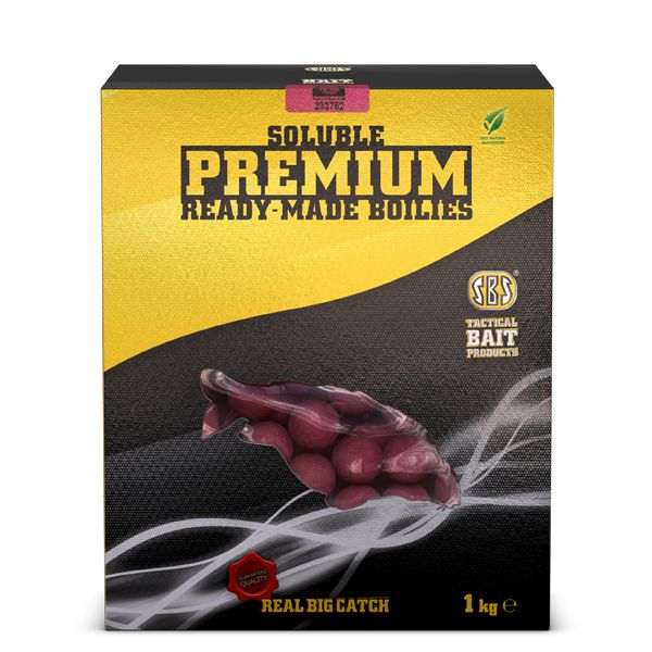 SBS SOLUBLE PREMIUM READY-MADE BOILIES 1 KG KRILL & HALIBUT FISHY 24 MM PREMIUM 